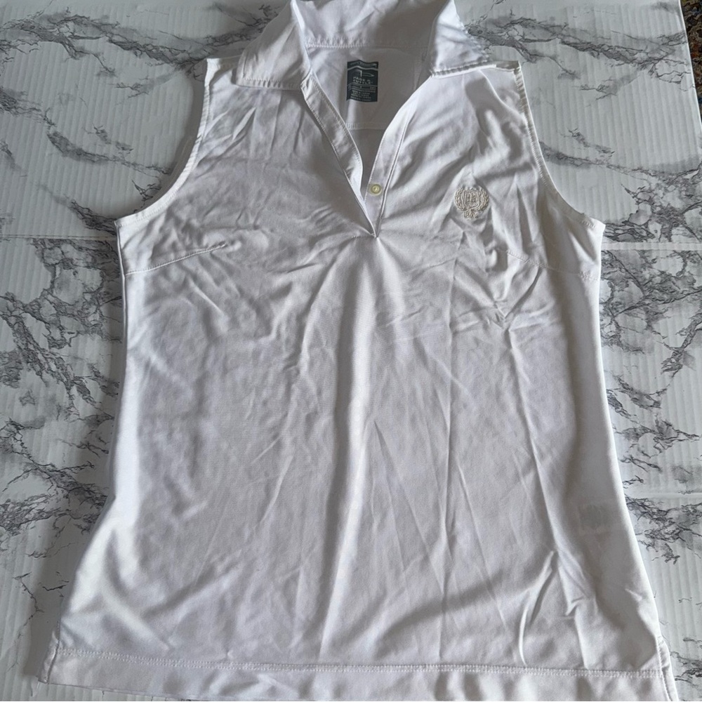 Page & Tuttle Cool Swing Sleeveless Golf Shirt Polo Tank White Sz Small Tennis
